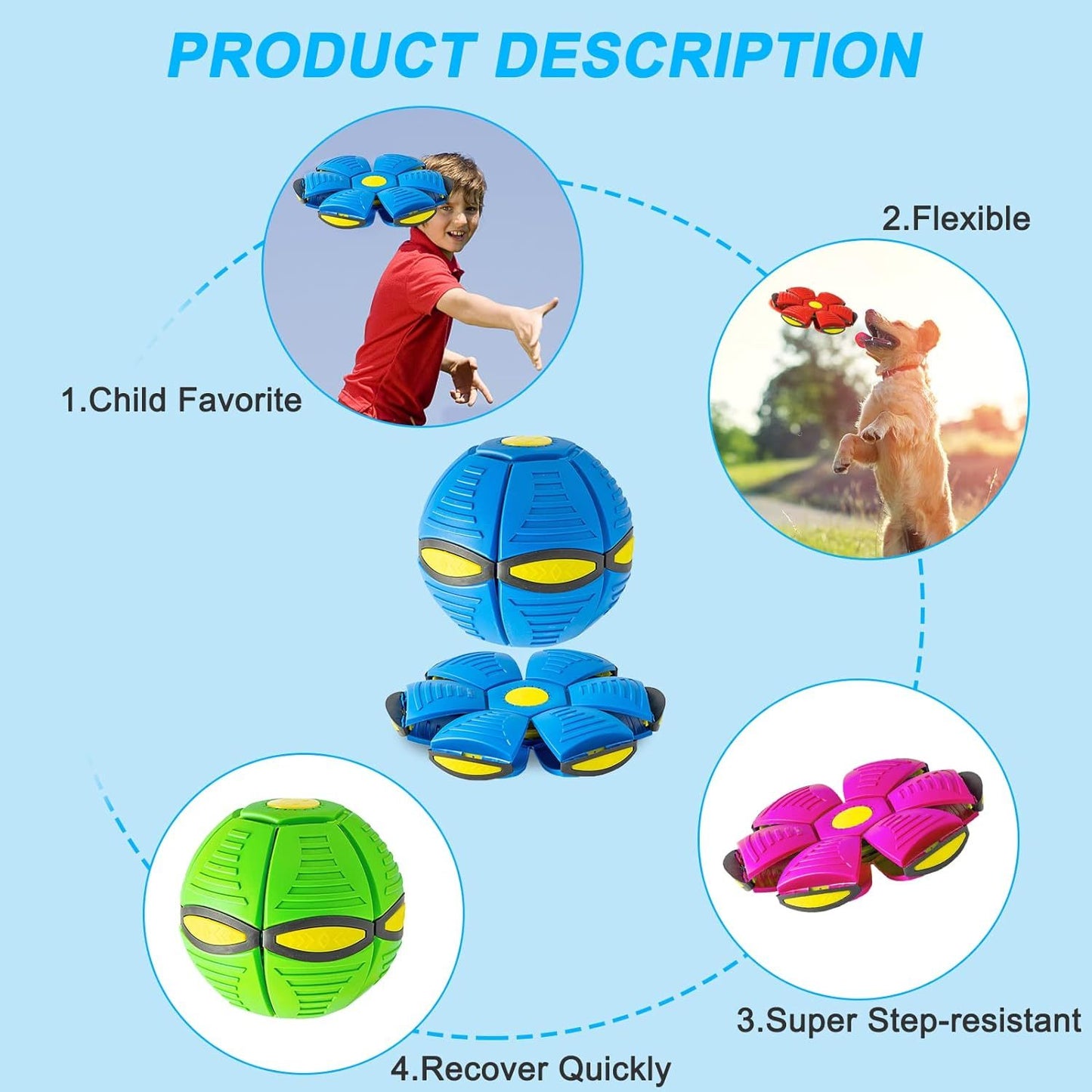 Pet Toy Flying Saucer Ball For Dogs 6 Lights Flying Saucer Ball Outdoor Yard Dog Toys Magic Stomp Magic Ball Children Toy Magic UFO Ball For Dogs Game