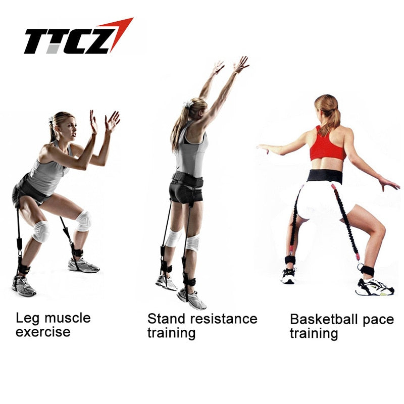 TTCZ Fitness Bounce Trainer Rope Resistance Band Basketball Tennis Running Jump Leg Strength Agility Training Strap equipment