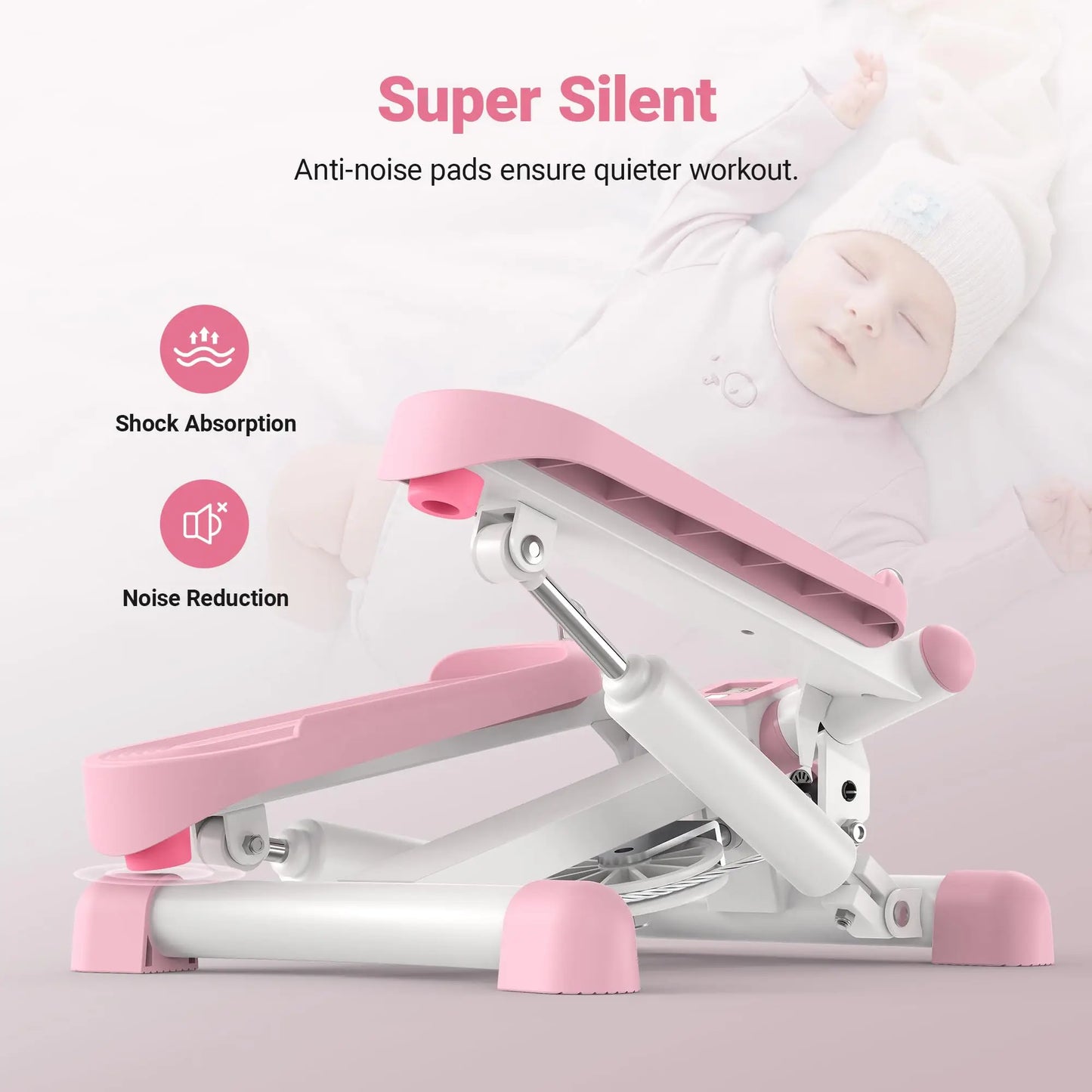 Mini Stepper for Exercise Twist Stair Stepper 330LBS Capacity Stepper Exercise Equipment with Resistance Band for Fitness