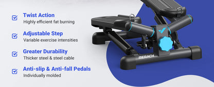 Mini Stepper for Exercise Twist Stair Stepper 330LBS Capacity Stepper Exercise Equipment with Resistance Band for Fitness